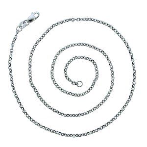 22" Cable Rolo Link Chain Necklace 14K White Gold